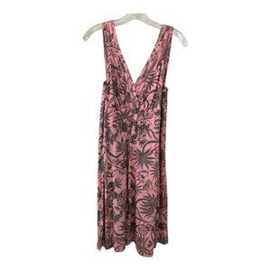 Tommy Bahama Relax Pink Tropical Maxi Dress Womens Large Cotton Sleeveless